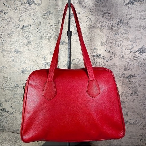 Valerie Stevens Red Leather Satchel Bag - Picture 1 of 16